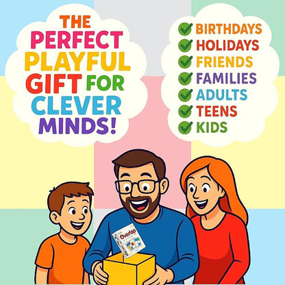 Overlap - Award-Winning Deceptively Simple Strategy Card Game for Adults and Families - 2 Player Game or Up to 8 Players - Easy to Learn - Mensa Recommended Brain Game