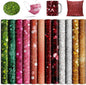 Glitter Sublimation Transfer Sheets for Heat Press Machine,Green P Gold Sublimation Paper for Tumblers Blanks Tshirts,12 Sheets 12x12inch