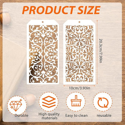 8x4 Inch Texture Stencils for Painting – 18pcs Reusable Background Templates for Wood, Canvas, Furniture, Scrapbooking & Card Making