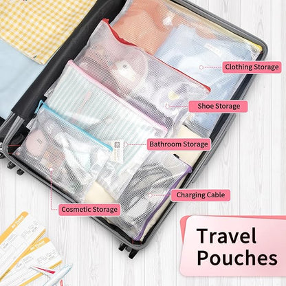 Umriox Mesh Zipper Pouch Puzzle Bags, 13.0x9.0 in (12 Colors, 12 Packs), Letter Size A4 Size Zipper Bags for Office Supplies Travel Accessories