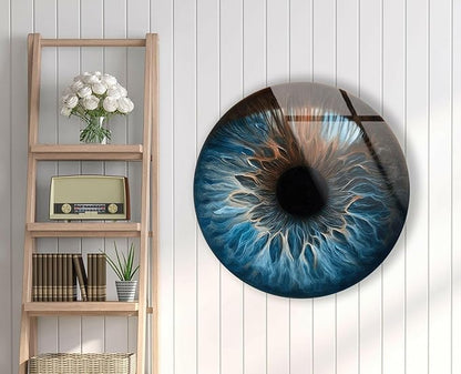My Photostation.com 20''(50cm) Diameter Eye Round Blue Glass Wall Art Tempered Glass Printing Wall Decor Large Wall Art Wall Hangings