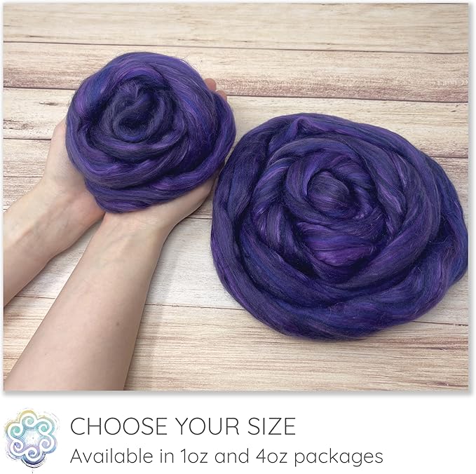 Merino Silk Luxe Tonal Designer Blend. Superfine Merino, Mulberry Silk, Tussah Silk. Top Roving for Spinning or Felting. Fleur de Rose 1oz