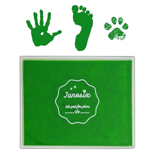 Ink Pad, 5x4'' Washable Non-Toxic Ink Stamp Pad for Baby Footprint Handprint, Green