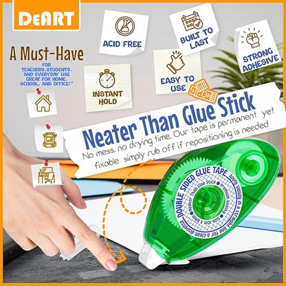 Double Sided Tape Scrapbook Tape Roller, Adhesive Glue Runner, Scrapbooking Journaling Supplies, Must Have Tapes for Paper Art & Craft Card Making Gift Wrapping School Office (4)