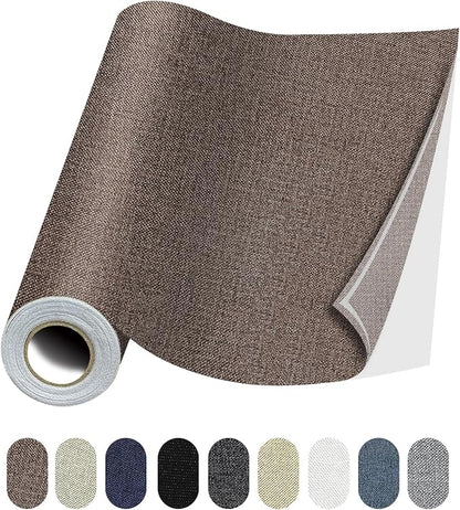 Fabric Repair Patches, Linen Repair Tape Self-Adhesive Fabric Patches Durable, DIY Large Linen Tape for Sofa, Couches, Furniture, Chair, Clothing （3.5X79 Inch, Brown）