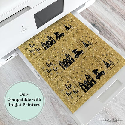 Cardstock Warehouse Diamond Print Inkjet Glitter - Premium Gold Glitter Cardstock Paper – 15 Sheets, 8.5 x 11" - 104 lb/280 GSM for Inkjet Printing, Die-Cutting, Card Making, Crafts, and DIY Projects