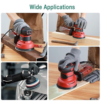 5-Inch 8-Hole Wet Dry Sanding Discs 80/120/180/220/320 Assorted Grits, Polyester Film Backed Heavy-Duty Hook and Loop Sandpaper for Random Orbital Sander, 50-Pack
