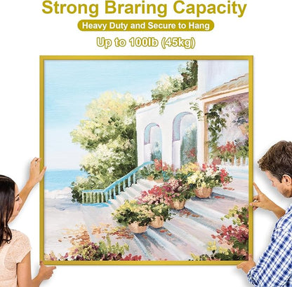 88Pcs Heavy Duty Picture Hanging Wire Kit, Include 50Ft Stainless Steel Wire Picture Hanging for Photo Mirror Frame, up to 110lbs, D Ring, Picture Hangers, Screws, Hanging Hooks, Nails, Level