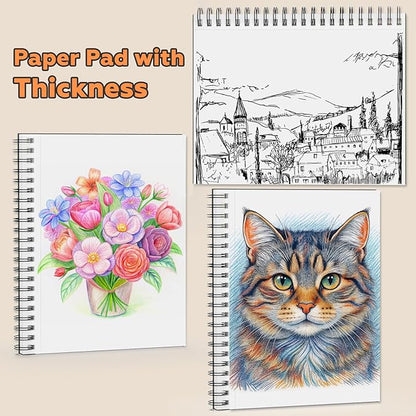 9" x 11" Sketch Book，1 Pack 80-Sheets (68lb/100gsm)，Double-Sided Hardbound Sketchbook, Spiral Bound,Acid Free Paper Painting Drawing Writing Sketching Pad for Kids Adult Teens Girls Boys