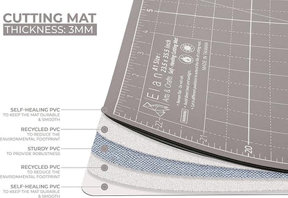 Elan Cutting Mat A3 Black & Taupe, Self Healing Cutting Mat 12x18 Inch, 5-Ply Craft Board Black, Hobby Board for Crafts 12x18 Inch