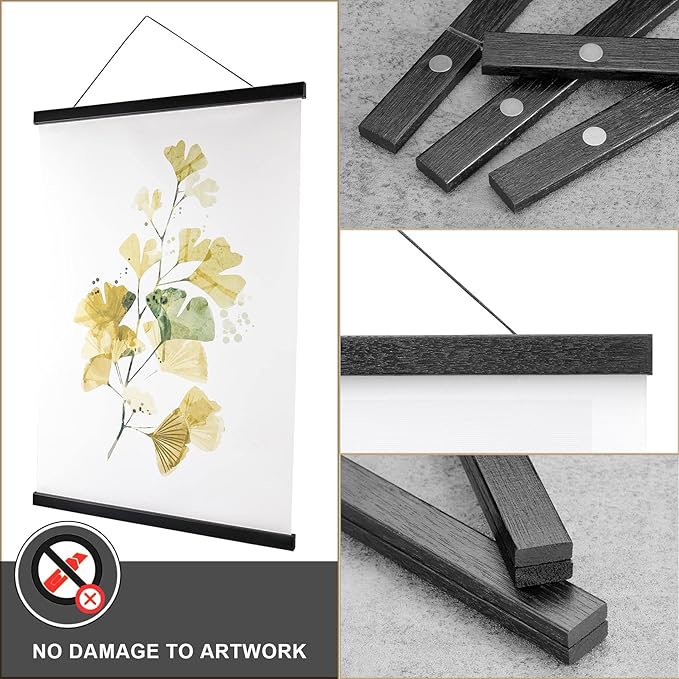 WITCOLOR Magnetic Poster Hanger Frame, Black Magnet Poster Frame 12x16 12x18 12x36 for Paintings, Photos, Maps, Scrolls, Picture, Canvas Works and Art Prints