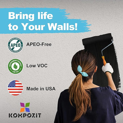 Kompozit ONE Ultra Cover Interior/Exterior/Chalkboard Black 100% Acrylic Paint & Primer 1 Gallon, Flat. High Durability and Scratch-Resistant Paint. Made in USA. Low VOC.