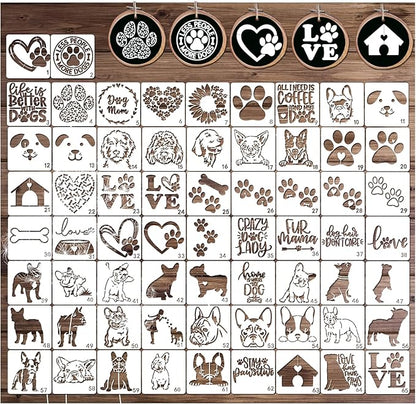 Small Stencils for Painting on Wood Reusable, 3 Inch Reusable Stencil for Craft Ornament Paint Template Stencils for Wall Card Rock Wood Signs Coasters Canvas Home Decor (Dog)