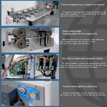 Automatic Wire Stripper Machine, Computer Wire Peeling, Electronic Wire Cutting Machine, Cable Cutting 110V, Multi-Function Button, Touchscreens, 0.5-30mm Stripping Length