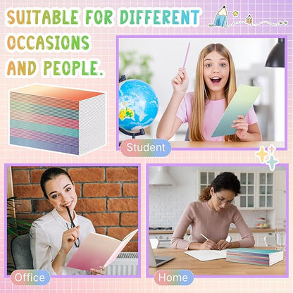 Handepo 100 Pack Composition Notebooks A5/A6 Ruled Lined Composition Kraft Notebooks Bulk Soft Cover Journals Travel Diary Memo for Students Classroom Office Supplies(A5,Gradient Color)
