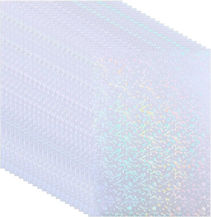 PATIKIL 8.3x5.8" Holographic Sticker Paper, 20Sheets A5 Polypropylene Self-adhesive Transparent Waterproof Laminate Overlay Film for Photo Cards Scrapbook Decorations, Circle