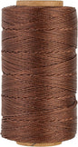 Bonded 0.8mm Round Waxed Polyester Cord, 3-ply Wax Coated Thread, 197 Yards Stiff String for Heavy Duty Fabric, Leather Sewing, Book Binding, Upholstery Repair, and Macrame Jewelry - Deep Coffee