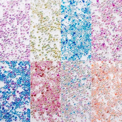 240g Mini Glass Bubble Beads 0.6-3mm Droplet Fillers Crystal Micro Caviar No Hole for Resin Inclusion DIY Pendant Jewelry Crafts Nail Art Decoration, 8 Colors