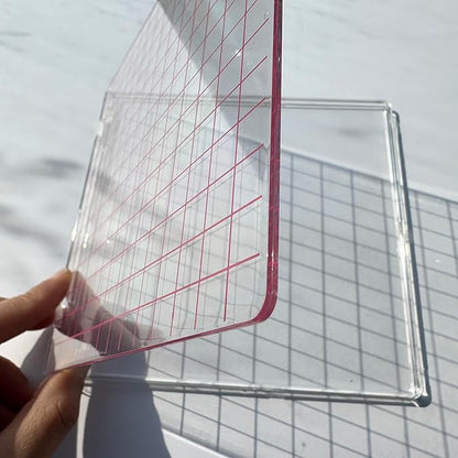 Arbuya Acrylic Stamp Block with Grid 6.3”x6.3 Perfect Positioning Stamping Platform Clear Stamps Scrapbook Craft Stamping Tool for Card Making Scrapbooking Journaling and Other Paper Crafts-AT001