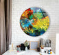My Photostation.com 10''(25cm) Diameter Stained Yellow Round Glass Wall Art Tempered Glass Printing Wall Decor Large Wall Art Wall Hangings