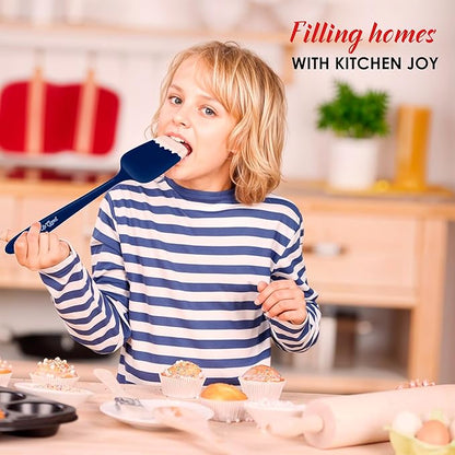 Silicone Spoon Spatula - 600ºF Heat-Resistant Non-Stick Rubber Spoonula | Use as Silicone Kitchen Scraper Utensil - Baking and Cooking Strong Stainless Steel Core | UpGood Kitchen Utensils, (Blue)