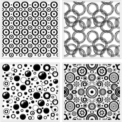 CHGCRAFT 4 Pcs Looped Circles Polymer Clay Texture Sheets Artistic Dots Silicone Texture Stamp Circular Style Modeling Pattern Pad Sheets for Jewelry and Earrings Tools, 5.5x5.5 inch