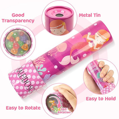 D-FantiX Classic Tin Kaleidoscope for Kids, 2 Pack Retro Toys - Educational Toys with Metal Body, Boy Girl Birthday Party Favors Decorations, Christmas Stocking Stuffer Gift