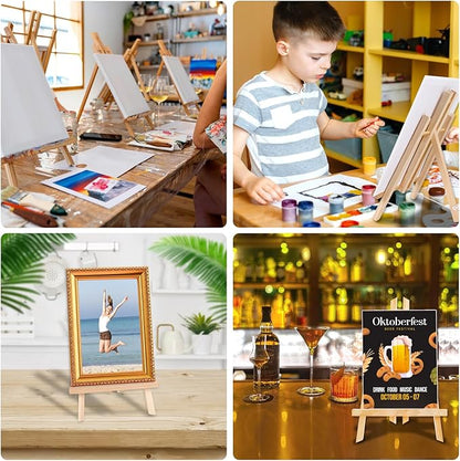 AROIC Wood Easels, Easel Stand for Painting Canvases, Art, and Crafts. (11.8 inch, 10 Pack), Tripod, Painting Party Easel, Kids Student Table School Desktop, Portable Canvas Photo Picture Sign Holder.