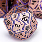 Metal DND Sci-fi Dice Set 7PCS Stripe Polyhedral Dice for Dungeons Dragons RPG Role Playing Game, Glitter D and D Dice with Gift Box D6 D8 D10 D12 D20 (Ancient Bronze&Purple)