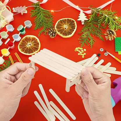 WISYOK 2400 Pcs Wooden Popsicle Sticks for Crafts, 4.5 Inch Wooden Craft Sticks, Lollipop Sticks, Treat Sticks Ice Cream Sticks for Creative Designs or DIY Craft, Home Art Projects