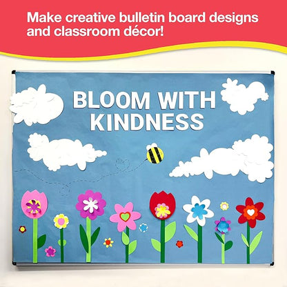 FreshCut Crafts: 280 Pieces of DIY Flower Cutouts with IDEA Guide - 2-Sided Punch Out Tulips, Daisies, Daffodils, Flowers Ideal for Spring Craft Projects, and Mother's Day DIY Gift Craft