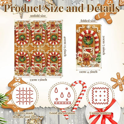 100 Pcs Christmas Guest Napkins 2 Ply Gingerbread Man Disposable Paper Napkins for Decoupage Xmas Tree Decorative Gingerbread Man Christmas Cocktail Guest Hand Towel for Party Table Dinner Bathroom