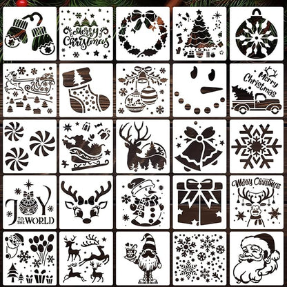 Christmas Stencils for Crafts Reusable 6" Xmas Holiday Stencil Christmas Stencils for Painting on Wood Fabrics Decor