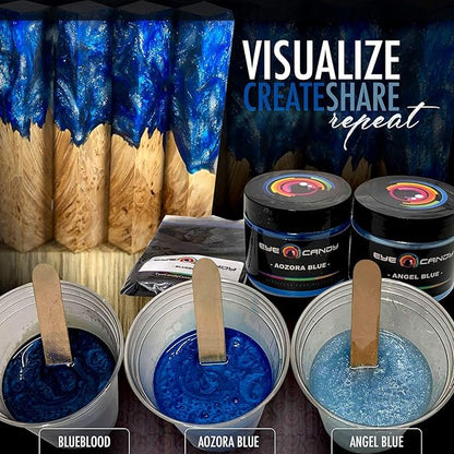 Eye Candy Pigments Premium Blue Mica Powder - Angel Blue (50gr) - for Epoxy, Resin, Soap, Paint, Woodworking, Acrylic Pouring, Bath Bombs, Fishing Lures - DIY Arts and Crafts Additive