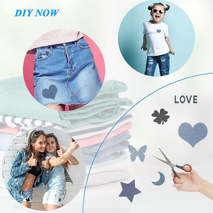 12PCS Fabric Iron on Patches Inside & Outside Strong Glue 100% Cotton Repair Patch for Clothes Pants Mending and Decorating, Black