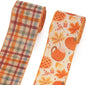 2 Rolls Fall Pumpkins Ribbons for Bows, Thanksgiving Wired Edge Ribbon Autumn Maple Leaf Burlap Ribbons for Gift Wrapping Fall Thanksgiving Decoration Supplies