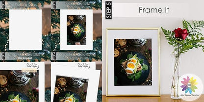 Mat Board Center, Pack of 50, 8x10 for 5x7 Black Picture Mat Sets - Acid Free, 4-ply Thickness, Bevel Pre-Cut White Core - Includes Backing Boards and Clear Bags - for Pictures, Photos, Framing
