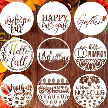 Fall Stencils 12” Hello Pumpkin Stencil Thanksgiving Stencils Autumn Gather Happy Harvest Drawing Templates for Painting on Wood Sign Doormats Door Hanger Pillow Cover