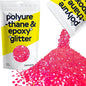 Hemway Polyurethane & Epoxy Resin Glitter 100g / 3.5oz Metallic Crystal Flake Additive for Flooring Jewelry Tumblers Glass Pigment - Super Chunky (1/8" 0.125" 3mm) - Fluorescent Pink