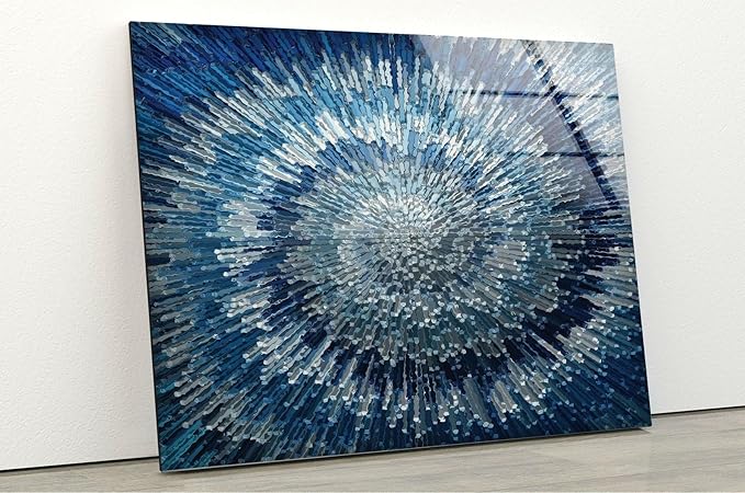 My Photostation.com 48Wx32H'' Abstract Blue Textured Glass Wall ArtTempered Glass Printing Wall Decor Large Wall Art Wall Hangings