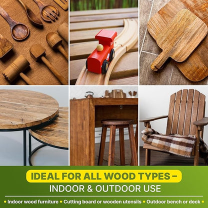 Nordicare Linseed Oil for Wood - 100% Pure & Natural Linseed Oil for Entire Indoor Area - Food-Safe Raw Linseed Oil for Wood Furniture - Underlines the Original Wood Structure - Made in Denmark 16.9oz