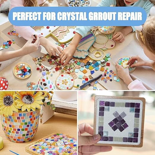 Mosaic Crystal Grout – Ultimate Grouting Solution & DIY Craft Essential for Mosaic Tile Projects, Handmade Art, & Home Decor (17.6oz)