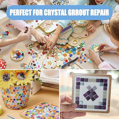 Mosaic Crystal Grout – Ultimate Grouting Solution & DIY Craft Essential for Mosaic Tile Projects, Handmade Art, & Home Decor (17.6oz)