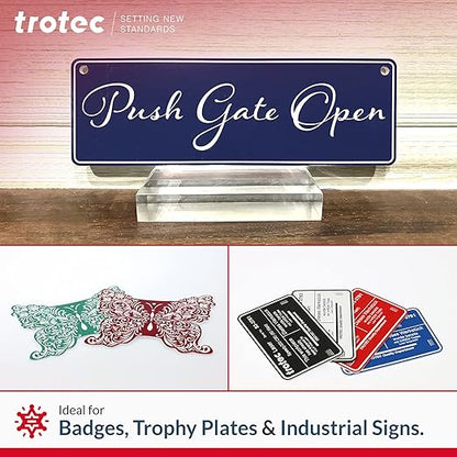 Trotec TroLase | 12"x20"x1/8", 4 Pcs | White/Black | 2 Ply | Modified Acrylic | Laser Engraving Double Color Plastic Sheet | Engraving Blanks for Laser, Saw, Guillotine | Made in USA
