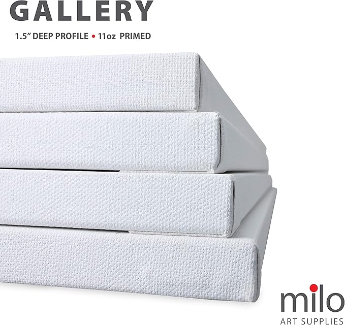 milo Stretched Artist Canvas | 24x30 inches | 4 Pack | 1.5” inch Thick Gallery Profile | 11 oz Primed Large Canvases for Painting, Ready to Paint Art Supplies for Acrylic, Oil