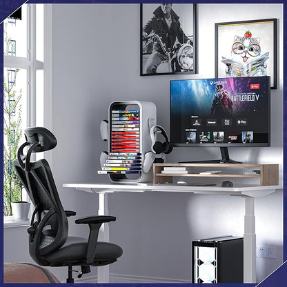 Allnice Universal Game Rack - Stores 19 Games, 4 Controller Holders, Organizes PS5/PS4/Xbox One/360/Series X/S/Switch & More