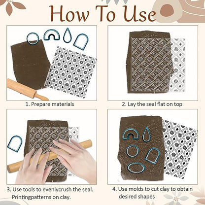CHGCRAFT Plaid Pattern Polymer Clay Texture Sheets Rhombus Style Silicone Texture Stamp Clay Texture Mat Modeling Pattern Pad Sheets for Jewelry and Earrings Tools, 5.5x5.5 inch