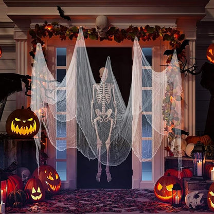 Boao Halloween Cheese cloth 39.37 x 393.7 Inch White Cheesecloth Roll for Crafts Large Cotton Muslin Gauze Fabric for Halloween Outdoor & Indoor Spooky Decoration