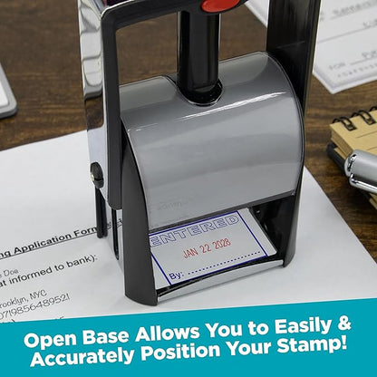 MaxMark Heavy Duty Self Inking Date Stamp with Phrase Received - 2 Color Blue/Red Ink