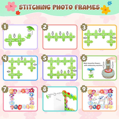 GirlsHome 300+PCS Fabric Flower Bouquets Toys, DIY Flower Crafts Kits for Kids, Arts and Crafts for Kids Ages 6-8 Girls, Build Flower Bouquet, STEM Educational Toy Preschool Gifts (Green Brown)